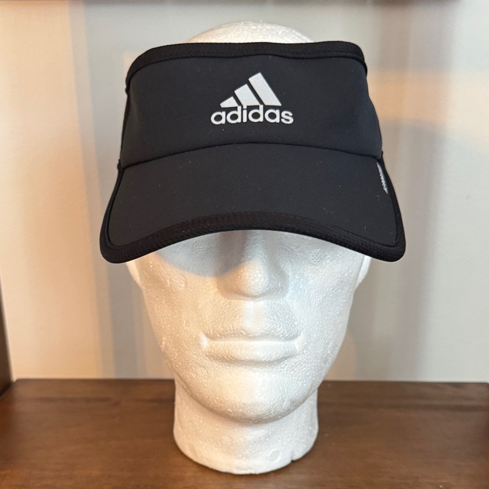 Adidas Aeroready Black with Silver Logo Adjustable Visor Unisex